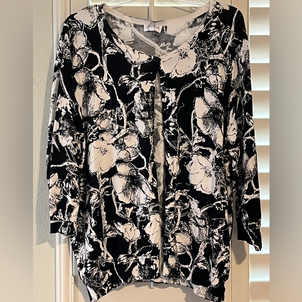 Joseph A.  Black and White Floral Cardigan